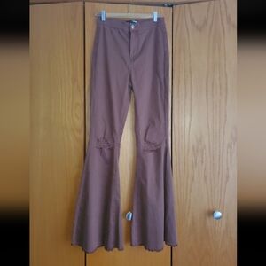 Fashion Nova Flare Pants in Deep Brown